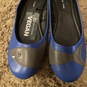 Blue shark Vegan ballet flats